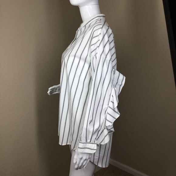 Joie Poin Ruffled Striped Button Down Shirt C3 - Picture 5 of 8